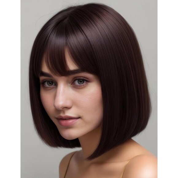 Women's Reddish Brown 12 Inch Costume Cosplay Party Short Bob Wigs And Sunglass - Picture 6 of 7